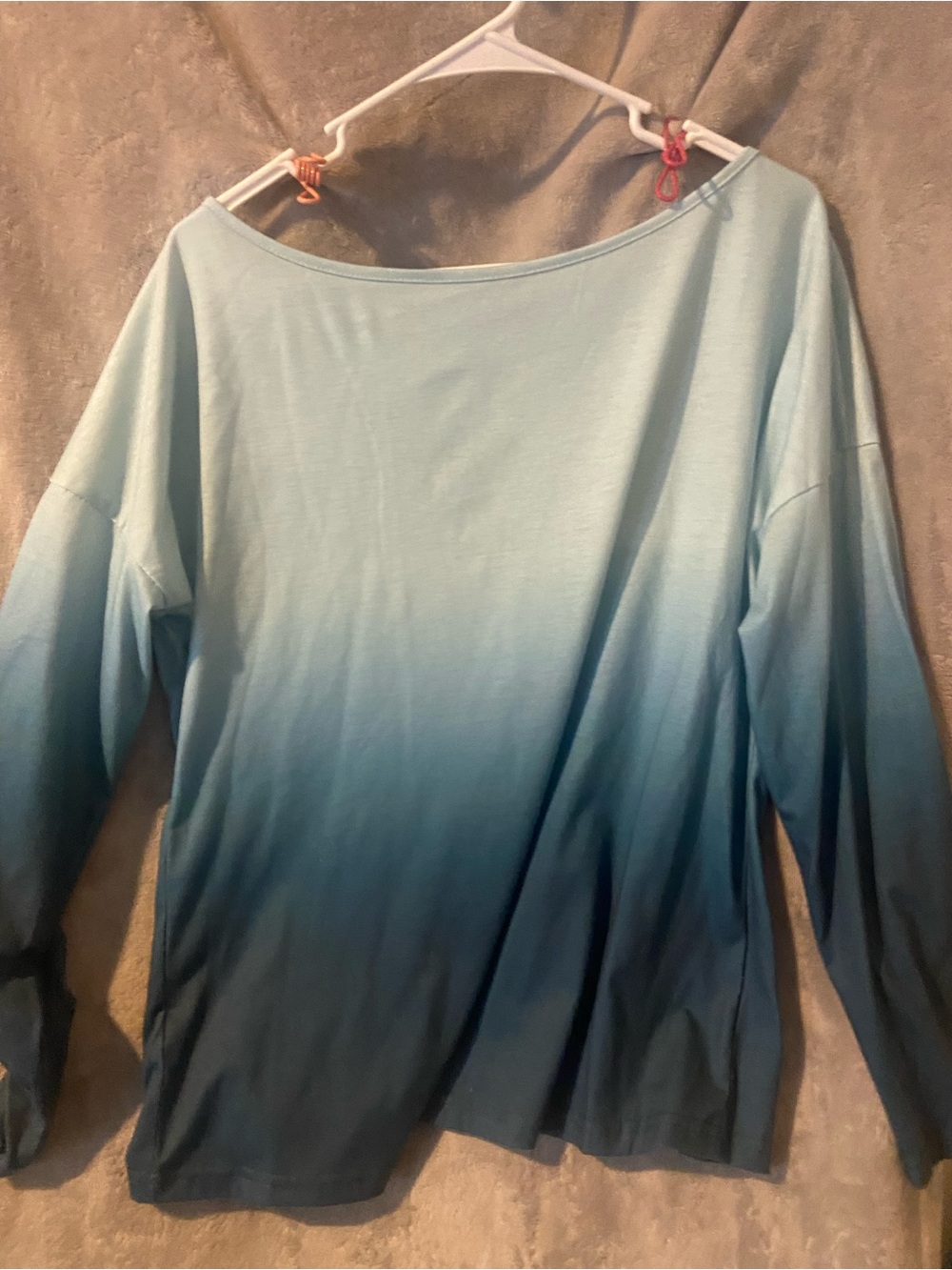 Never worn! SHEIN Ombre Teal  Long Sleeve Tee